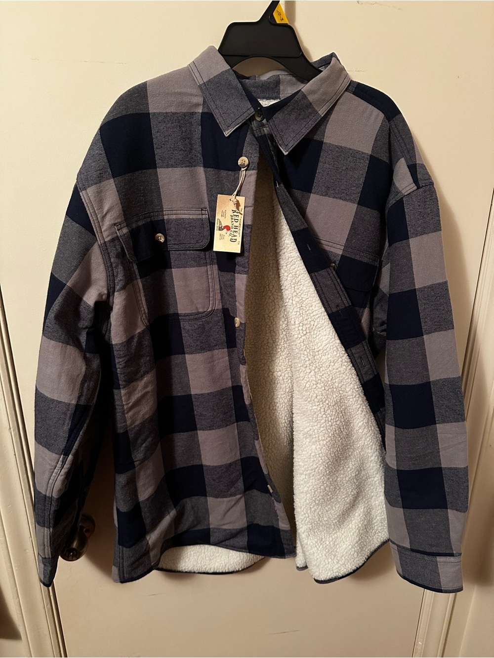 Red Head Brand Navy & Gray Sherpa-Lined Plaid Shacket